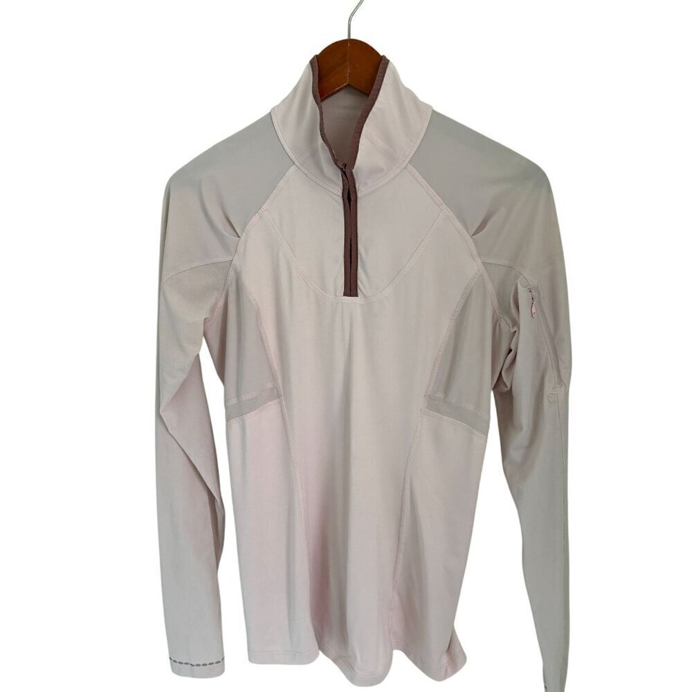 Lululemon Athletica Womens 1/2 Zip Long Sleeve Top Size 8 Light Pink Nylon Spand